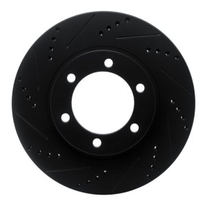 Lexus GX470 Brake Rotor (1) - Front Left - R1 Concepts - Drilled & Slotted - Black - `03-`09